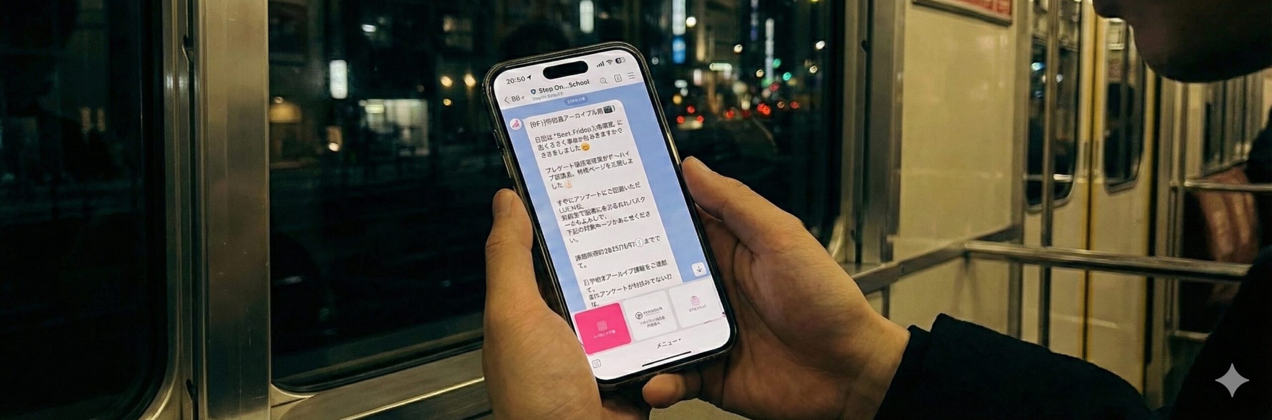 LINEで情報を確認するイメージ